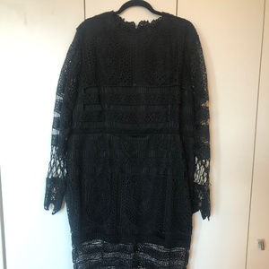 plus lace panelled midi dress